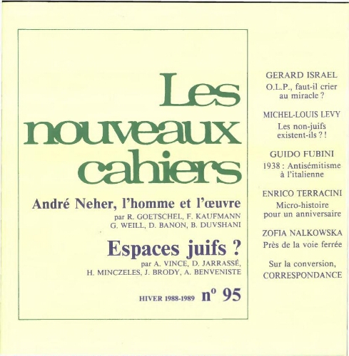 Les Nouveaux Cahiers N°095 (Hiver 1988-89)